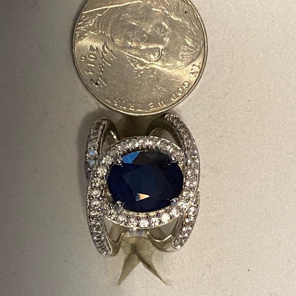 NWOT BLUE SAPPHIRE W ZIRCON STERLING RING - Picture 10 of 12